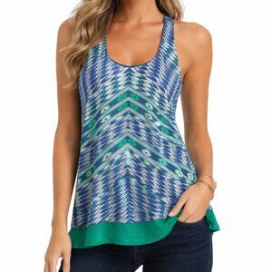 Anthropologie Maeve Geo Ikat Racerback Tank Top Sleeveless Blouse Festival Boho